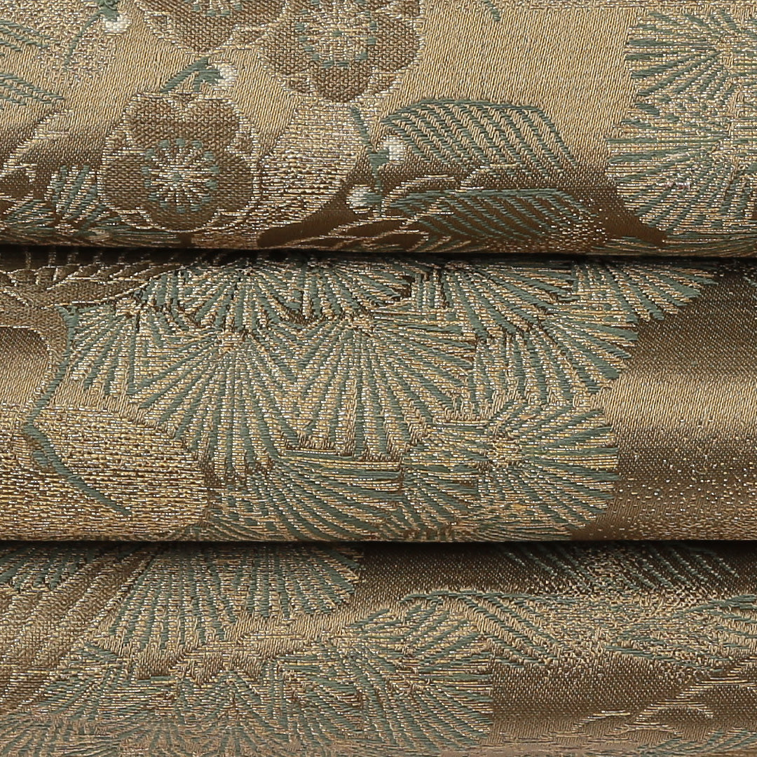 アンティーク 丸帯 帯丈396cm 全通 鶴 フォーマル 金系 正絹 Aランク 1223-00627