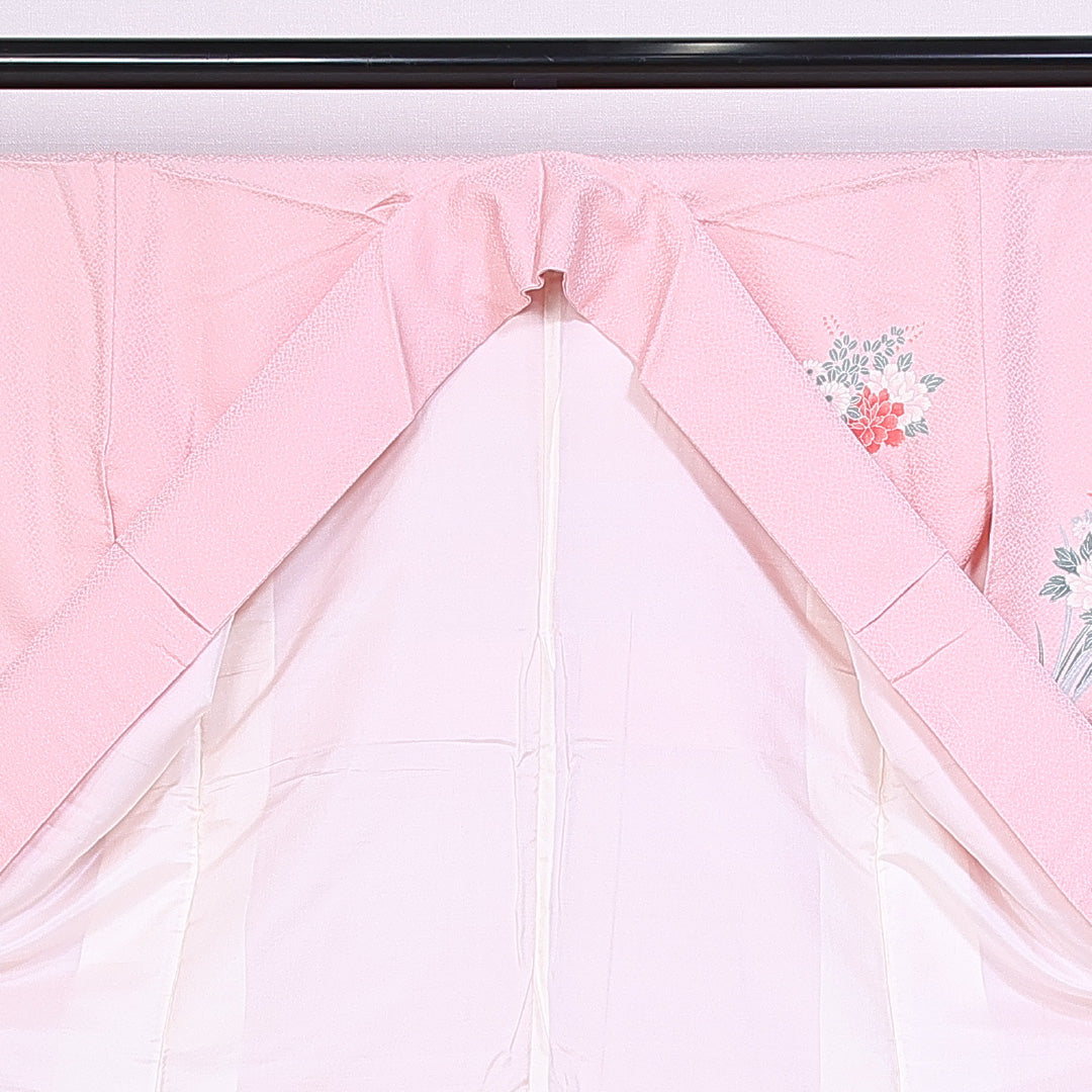 訪問着 身丈162cm 裄丈63.5cm Sランク 袷 正絹 広衿 牡丹 菊 1212-10142