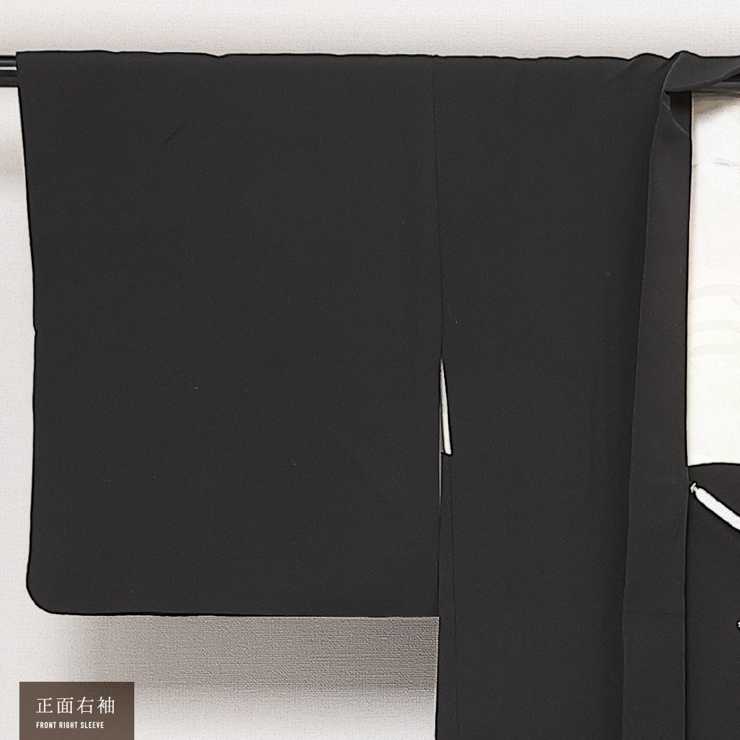 黒羽織 袷 身丈78cm 裄丈63cm 正絹 Aランク インフォーマル Sサイズ 紐あり 花柄 黒系 HP 1233-13889