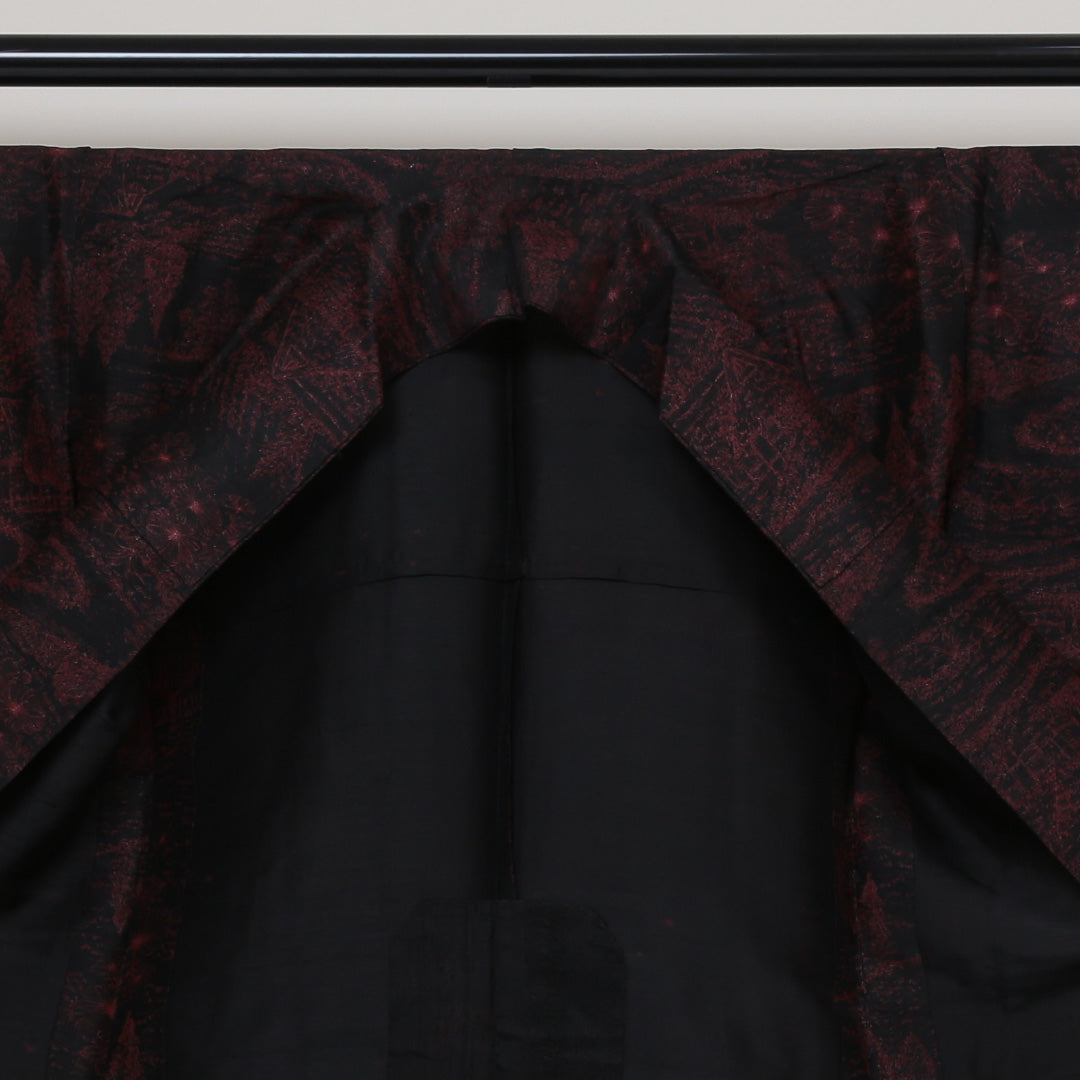 夏物 小紋 紗 身丈148cm 裄丈64cm 正絹 Sランク インフォーマル 広衿 XSサイズ 茶屋辻 黒系 RP 1221-01380