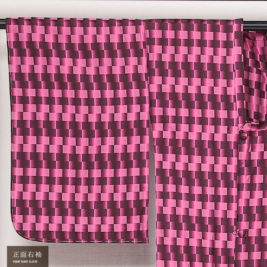 未使用品 道行コート 単衣 身丈135cm 裄丈65cm 正絹 Nランク カジュアル Mサイズ ポケットあり しつけ糸 ピンク系 M4 1237-13894
