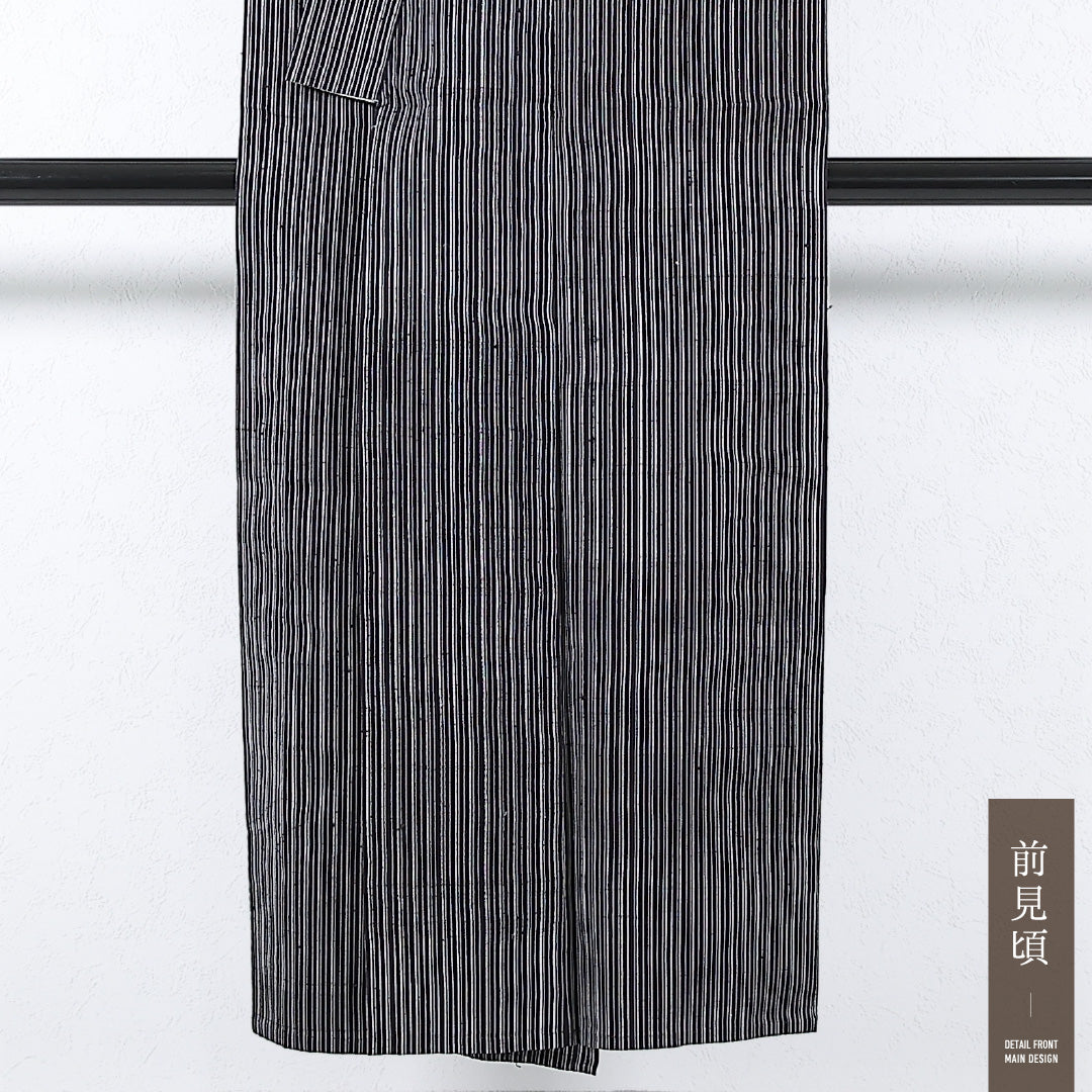 洗える着物 木綿の紬 単衣 身丈143cm 裄丈62cm 木綿 Aランク カジュアル バチ衿 Sサイズ 縞 グレー系 RP 1223-17371