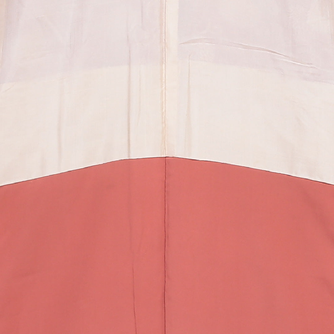 小紋 袷 身丈153cm 裄丈63cm 正絹 Sランク Sサイズ 広衿 インフォーマル ちりめん 唐草 菊 朱系 1215-01729