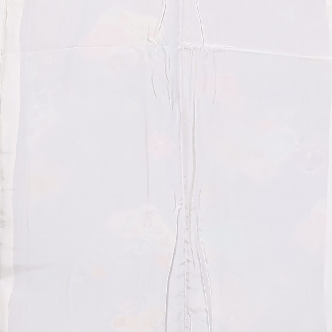 手染め紅型 小紋 単衣 身丈159cm 裄丈63cm 正絹 秀美謹製 Cランク Mサイズ 広衿 インフォーマル 居敷当て ちりめん 花柄 植物柄 証紙 紫系 1215-02297