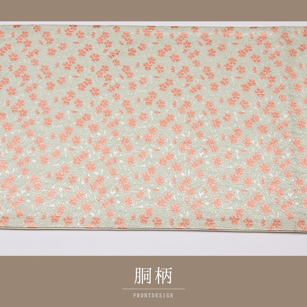 袋帯 帯丈436cm 六通 桜 菊 白系 セミフォーマル ピンク系 正絹 Aランク 1223-01087