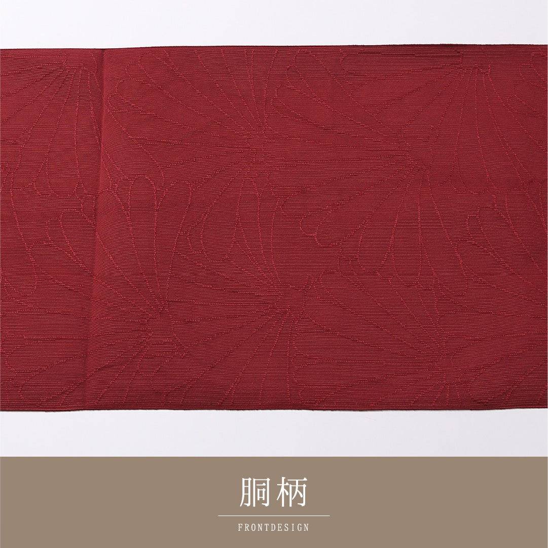 八寸名古屋帯 Cランク 帯丈368cm 正絹 全通 開き仕立て 織り セミフォーマル 菊 赤系 HP 1245-02765
