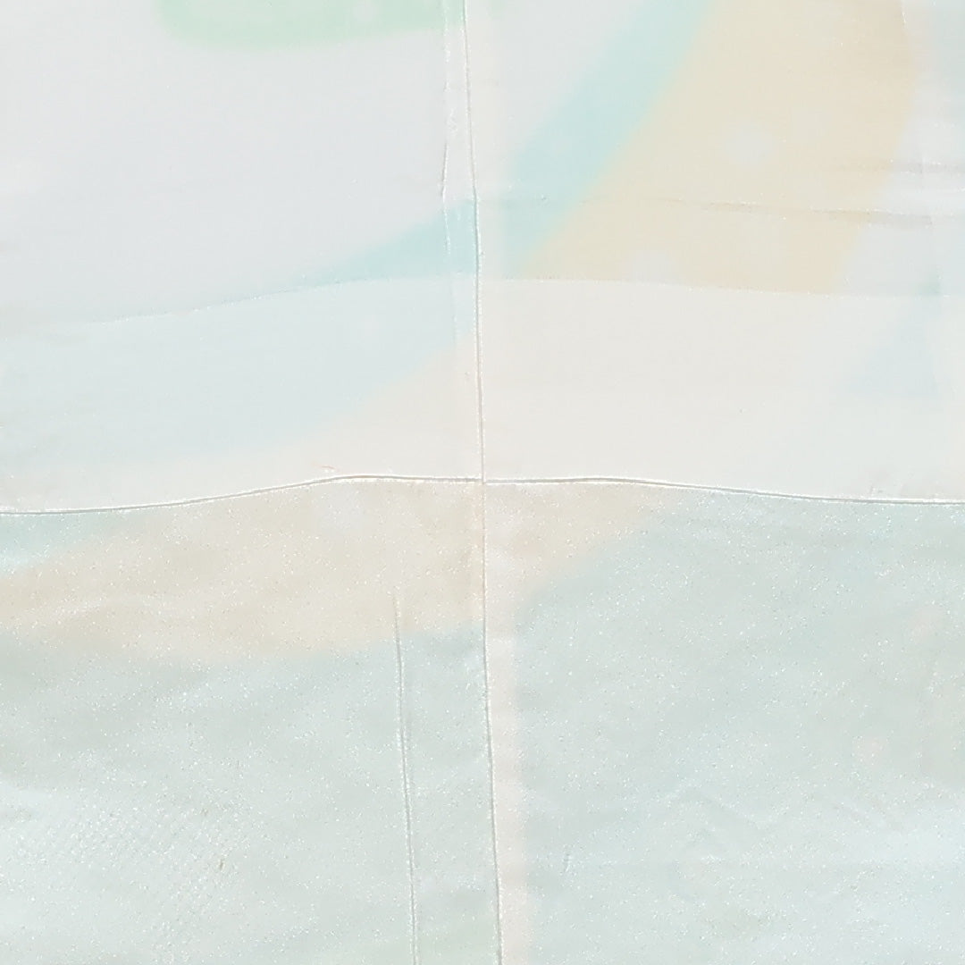 振袖 身丈163cm 裄丈63cm Cランク 袷 正絹 XL 広衿 レトロ 絞り 吉祥文様 熨斗 古典柄 白系 1213-F0433
