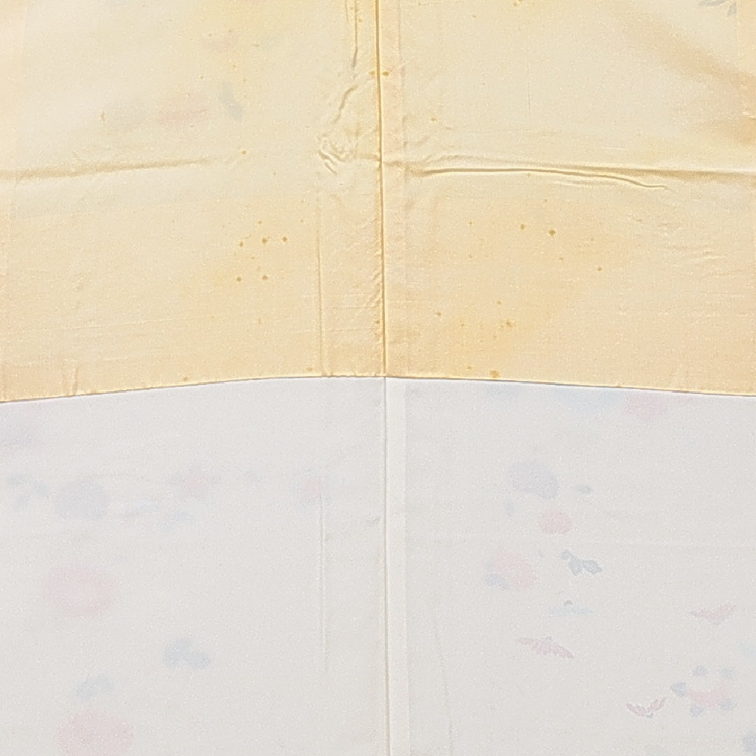 小紋 袷 身丈156cm 裄丈62cm 正絹 Aランク インフォーマル 広衿 Mサイズ 菊 クリーム系 HP 1221-15626