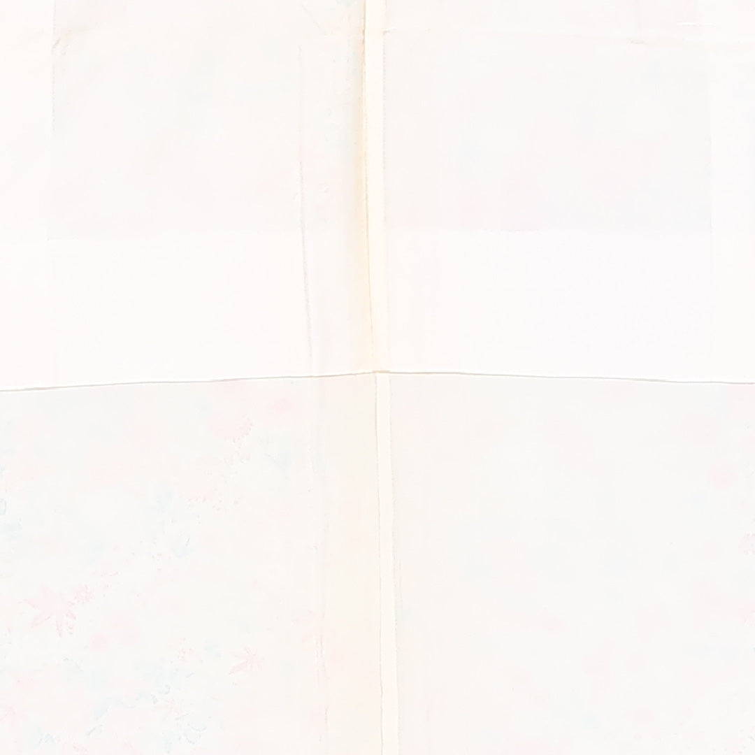 小紋 袷 身丈157cm 裄丈62cm 正絹 Sランク インフォーマル 広衿 Mサイズ 菊 紅葉 クリーム系 RP 1221-11963