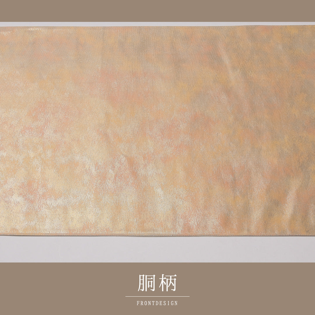 袋帯 帯丈440cm 正絹 六通 セミフォーマル 抽象柄 しつけ糸 金系 クリーム系 1243-01328