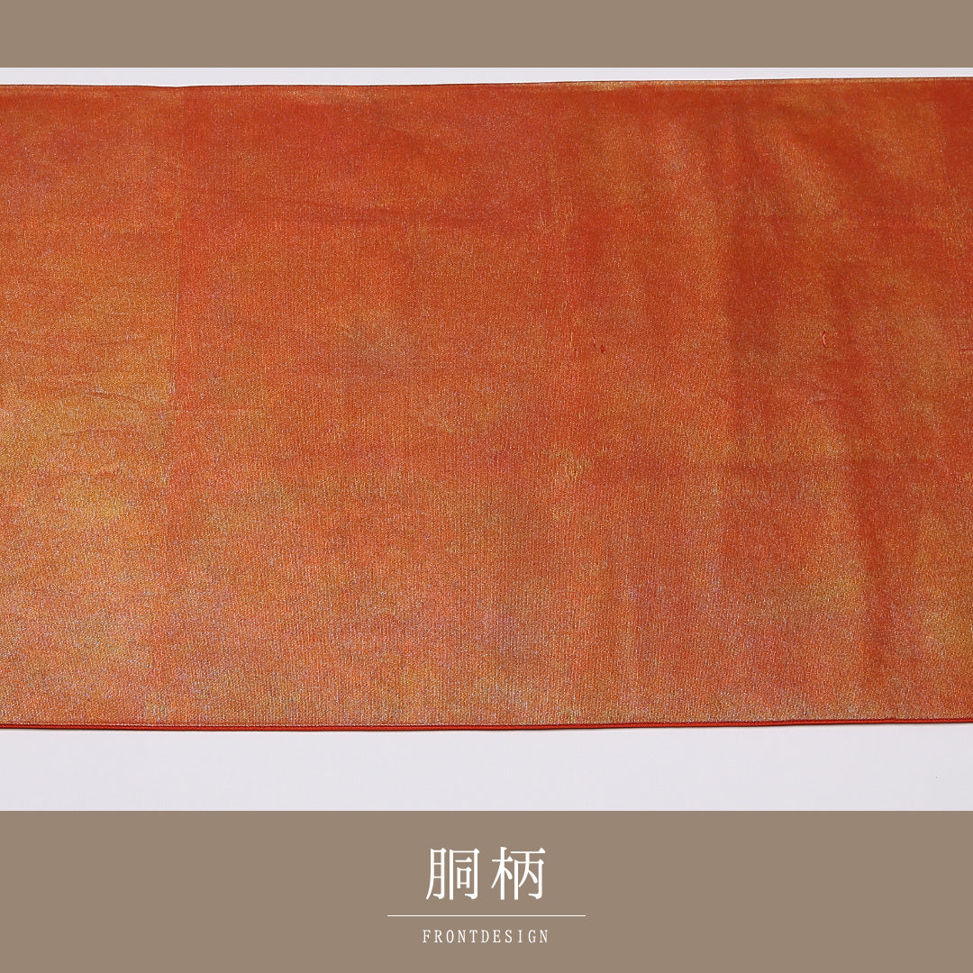 袋帯 帯丈434cm 正絹 六通 インフォーマル 抽象柄 朱系 1243-01013