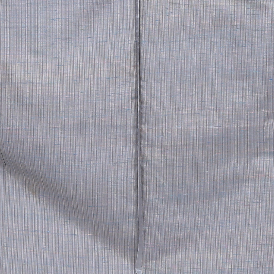 紬 単衣 身丈145cm 裄丈62cm 正絹 Bランク XSサイズ バチ衿 カジュアル 縞 グレー系 1216-02915