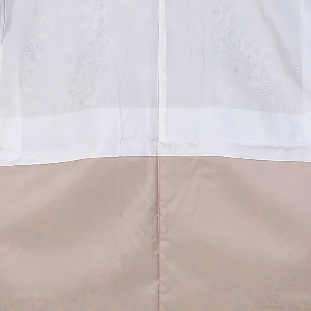 小紋 袷 身丈150cm 裄62.5cm 白系 モダン ボタニカル 正絹 Cランク 1215-01673-5211