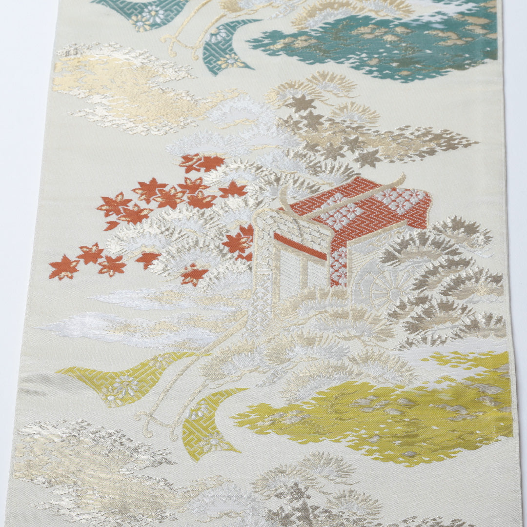 袋帯 帯丈400cm 六通 仕立て上がり フォーマル Aランク 茶屋辻 クリーム系 122300541315