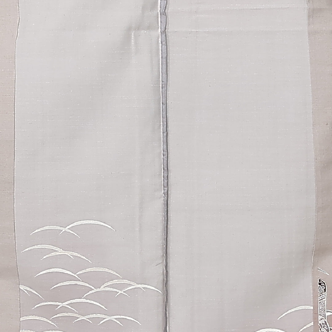 訪問着 単衣 身丈142cm 裄丈59cm 正絹 Aランク セミフォーマル 広衿 XSサイズ ぼかし染 金彩 御所車 染紬 茶系 M4 1217-12219