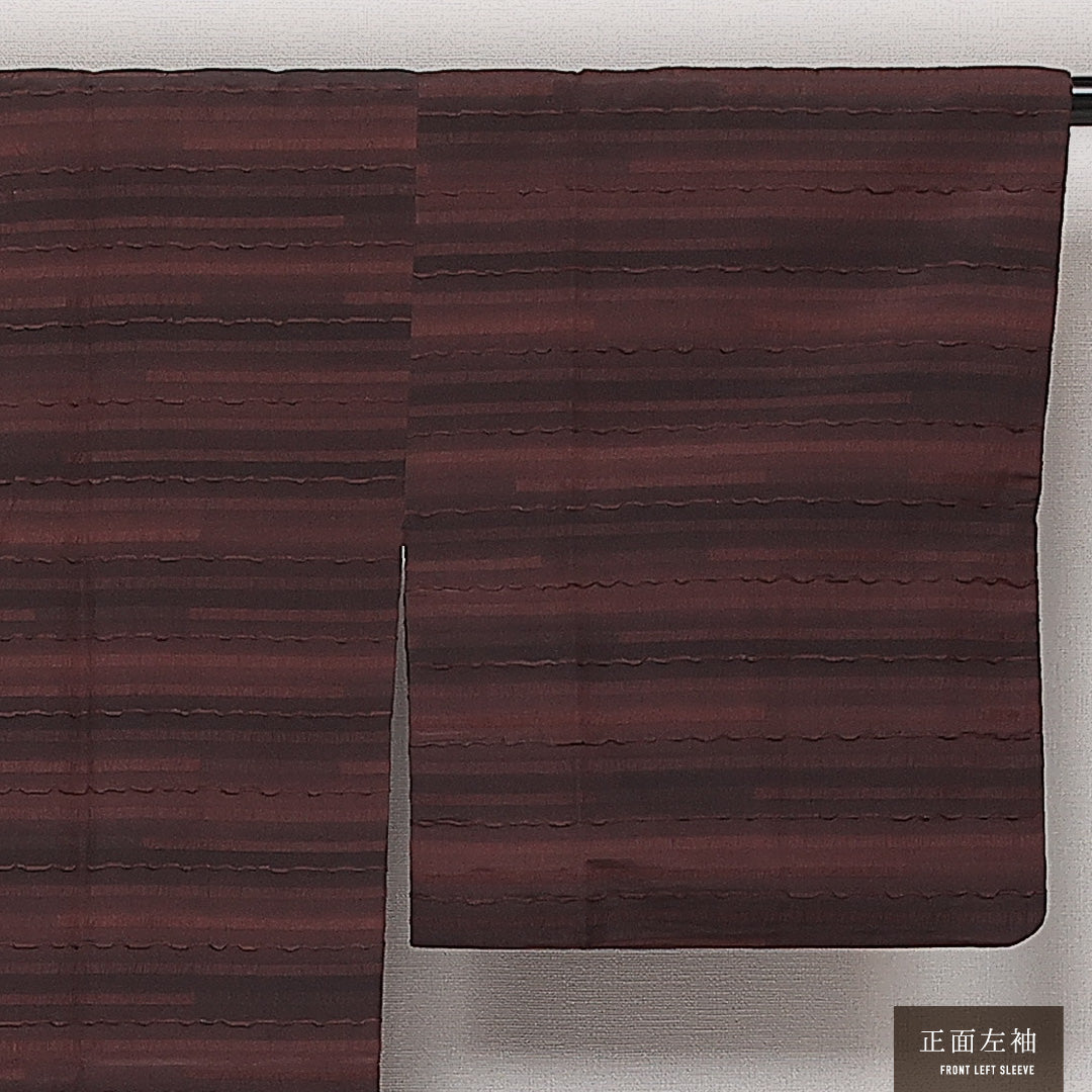 洗える着物 道行コート 袷 身丈87cm 裄丈64cm ポリエステル Sランク セミフォーマル Mサイズ ふくれ織 ポケットあり 創作柄 茶系 RP 1237-13839