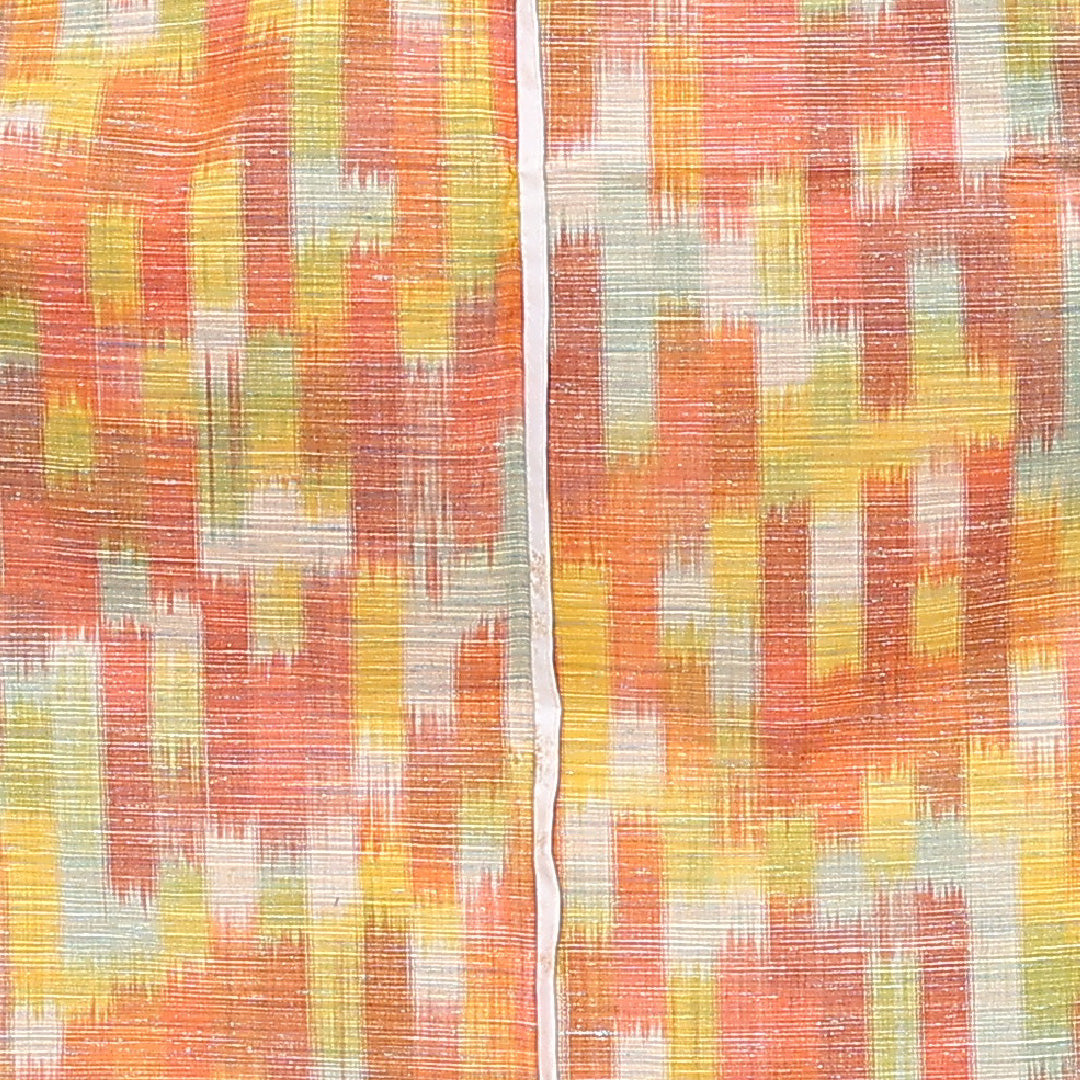 洗える着物 ウールの紬 単衣 身丈161cm 裄丈63cm ウール Cランク カジュアル バチ衿 Lサイズ 肩当て 創作柄 朱系 GP 1223-13289
