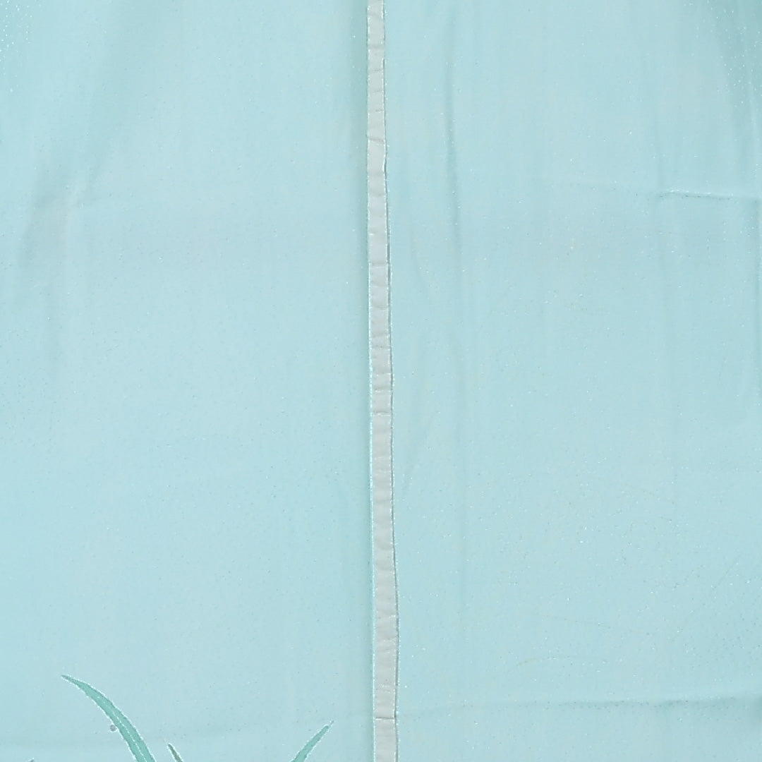 付下げ 身丈162cm 裄丈64cm Aランク L 正絹 単衣 広衿 扇 藤 インフォーマル 水色系 1261-12311