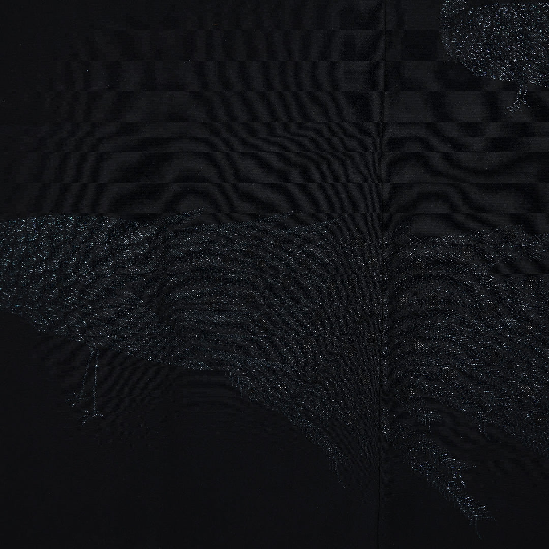 羽織 身丈72cm 裄丈62cm S 正絹 Sランク 袷 紐あり 黒羽織 孔雀 漆糸 1217-11085