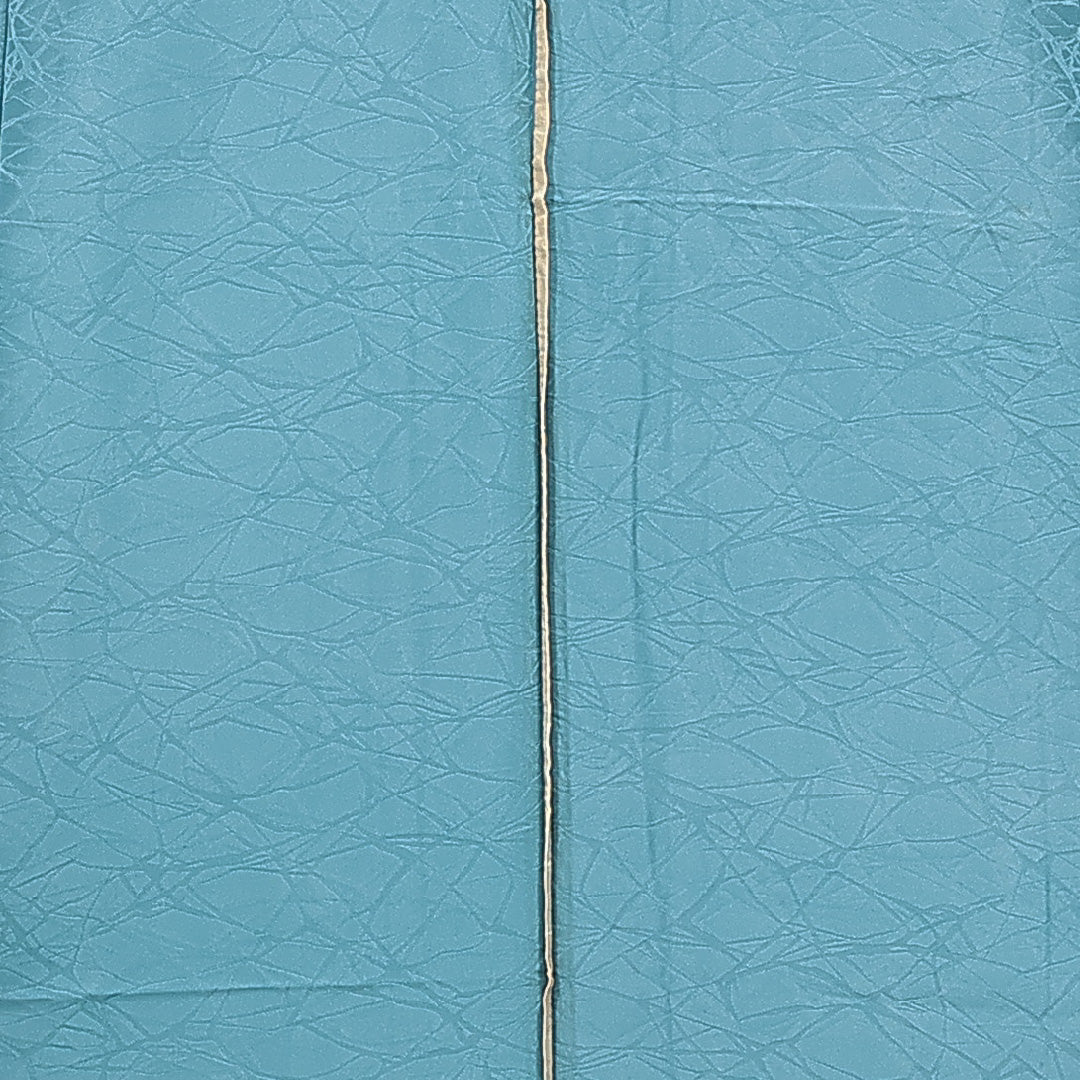 色無地 単衣 身丈162cm 裄丈65cm 正絹 Sランク Lサイズ 広衿 一つ紋(丸に片喰) セミフォーマル 紋意匠 抽象柄 織り出し 青系 1214-14769