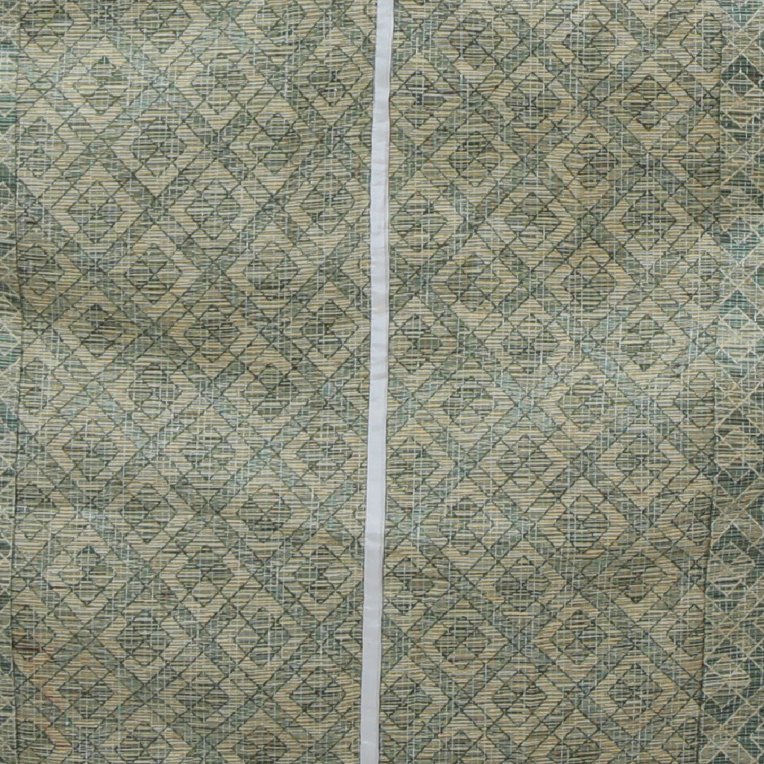 紬 単衣 身丈159cm 裄62.5cm 洗える着物 緑系 Sランク 1216003982319