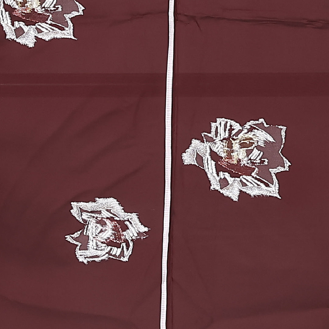 夏物 紬 絽 身丈148cm 裄丈62cm 正絹 Sランク カジュアル 広衿 XSサイズ 花柄 茶系 RP 1223-12463