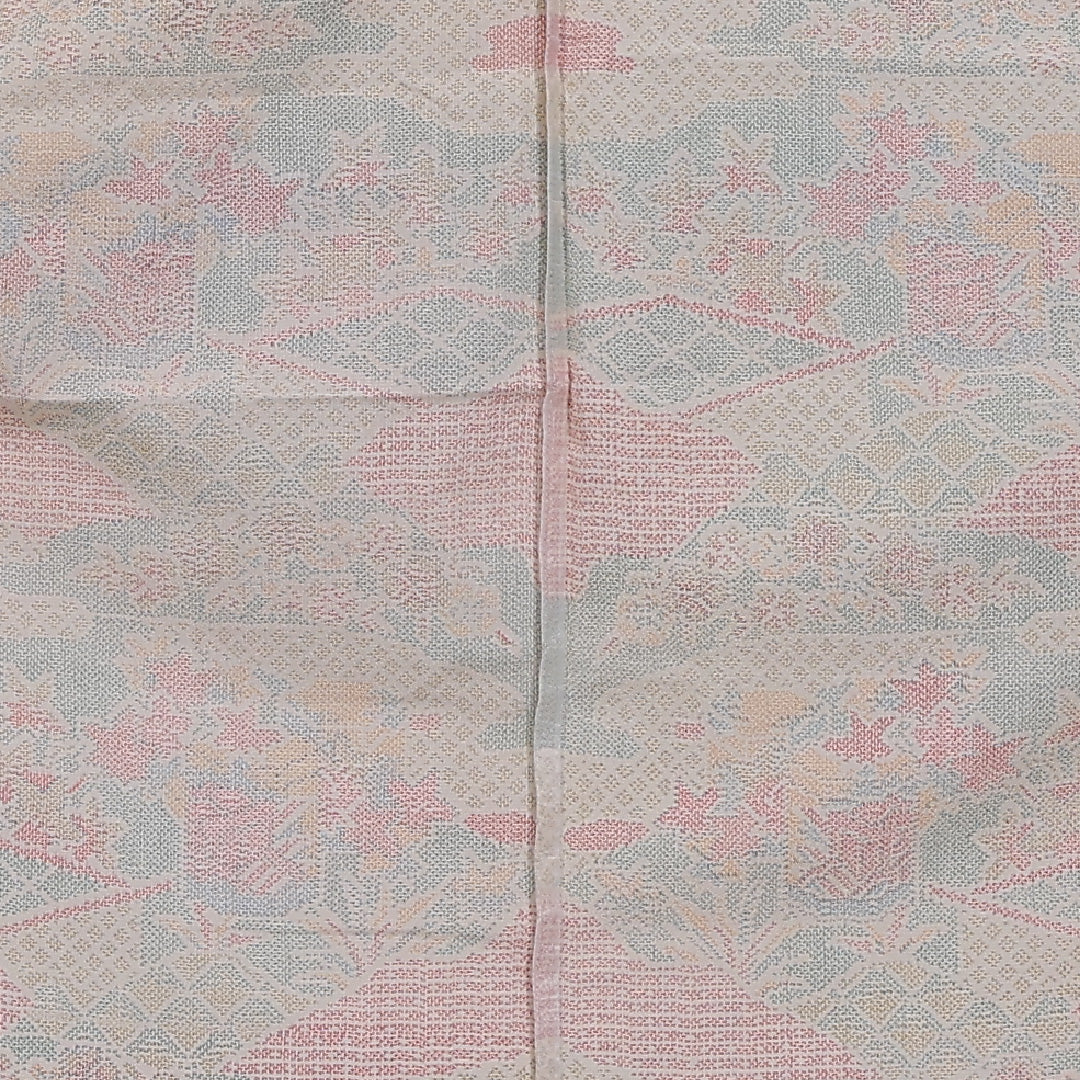 小紋 単衣 身丈155cm 裄丈64cm 正絹 Cランク インフォーマル 広衿 Mサイズ 花園 ベージュ系 LP 1221-11778