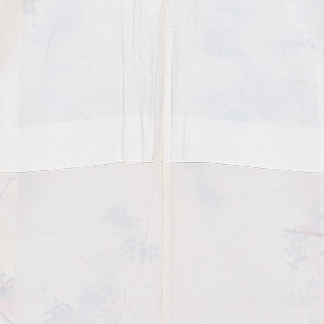 小紋 袷 身丈153cm 裄64cm クリーム系 梅 笠松 笹 紅葉 型染め 正絹 Aランク 1215-01771-3215