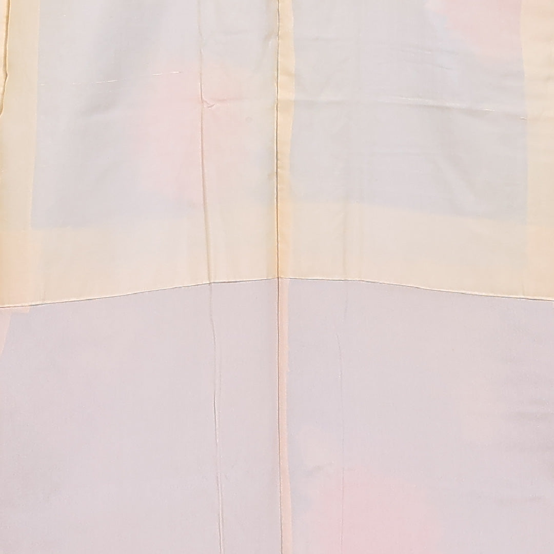 アンティーク 小紋 (お召) 袷 身丈154cm 裄丈64cm 正絹 Cランク バチ衿 Sサイズ 漆糸 薔薇 グレー系 RP 1221-11657