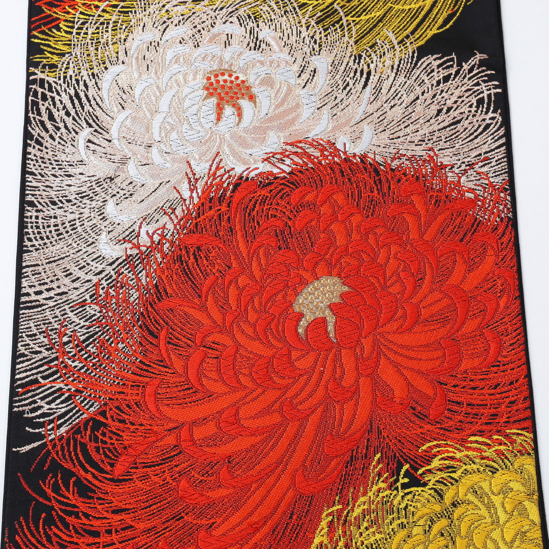 袋帯 帯丈424cm 六通 仕立て上がり フォーマル Sランク 菊 金糸 銀糸 黒系 122300607210
