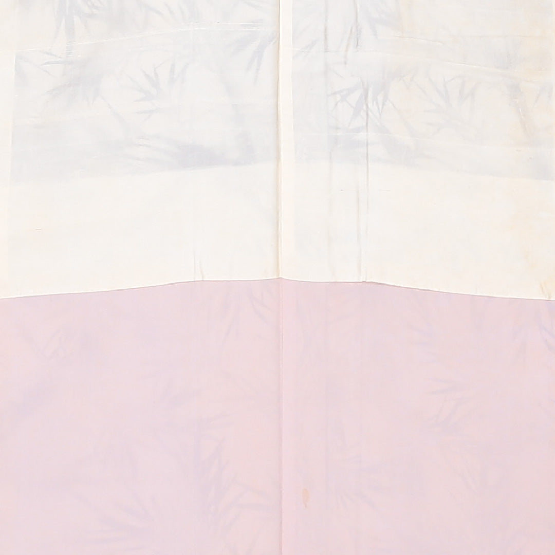 小紋 袷 身丈155cm 裄丈62cm 正絹 Cランク インフォーマル 広衿 Mサイズ 植物柄 クリーム系 LP 1221-02117