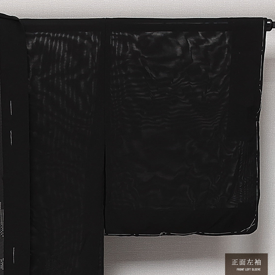 未使用品 黒羽織 絽 身丈80cm 裄丈65cm Sランク 正絹 Mサイズ インフォーマル しつけ糸 もじり織 鉄線 上品 落ち着き 黒系 1217-13849