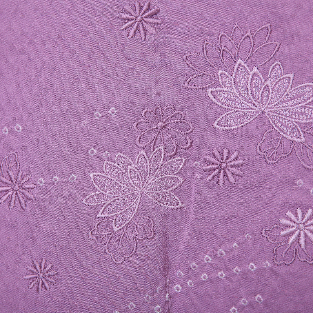 羽織 袷 身丈84cm 裄丈62cm 正絹 Aランク カジュアル Sサイズ ふくれ織 刺繍 紐あり 花柄 紫系 RP 1232-06036