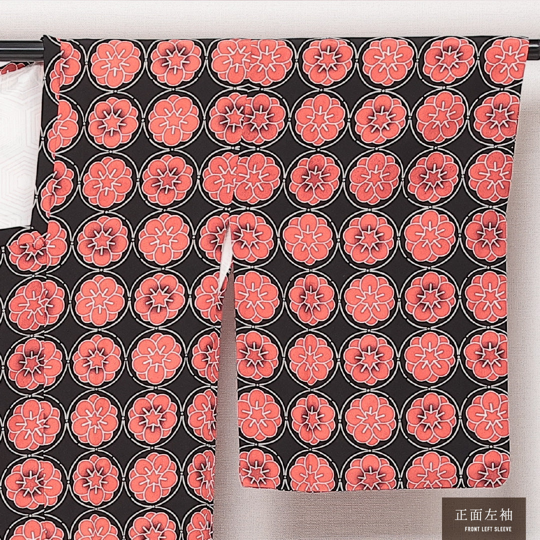 道行コート 袷 身丈89cm 裄丈66cm 正絹 Sランク カジュアル Mサイズ ポケットあり 黒系 RP 1237-13895