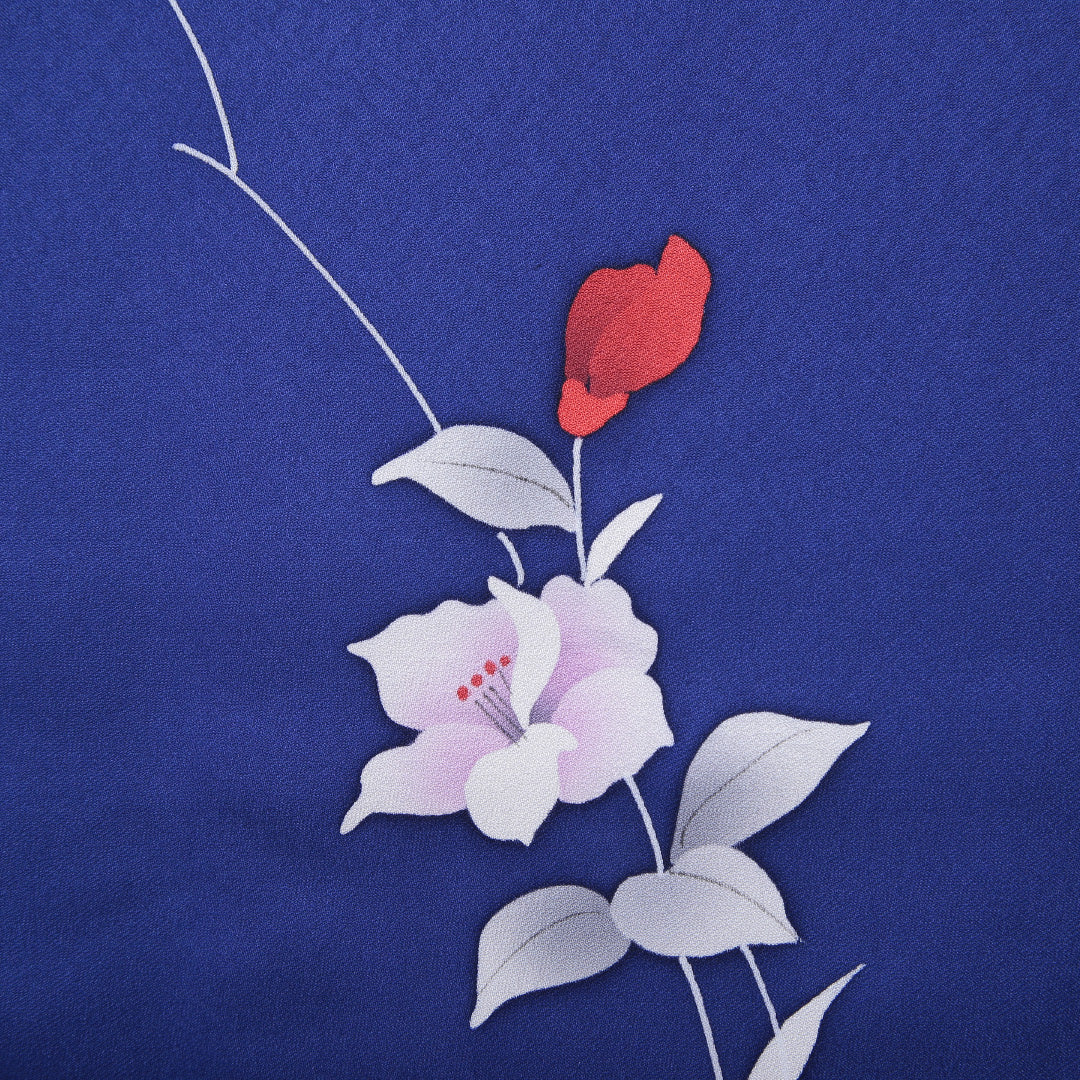 羽織 袷 身丈82cm 裄丈65cm 正絹 Sランク Mサイズ カジュアル 紐あり 植物柄 青系 1217-05935