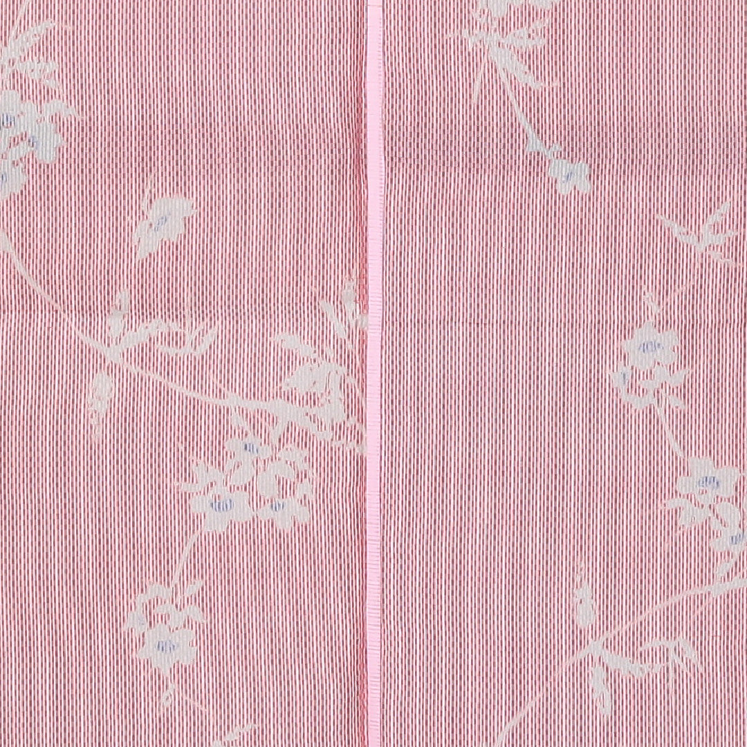 紬 夏紬 身丈140cm 裄62cm 正絹 ボタニカル 赤系 Bランク 1216-00976