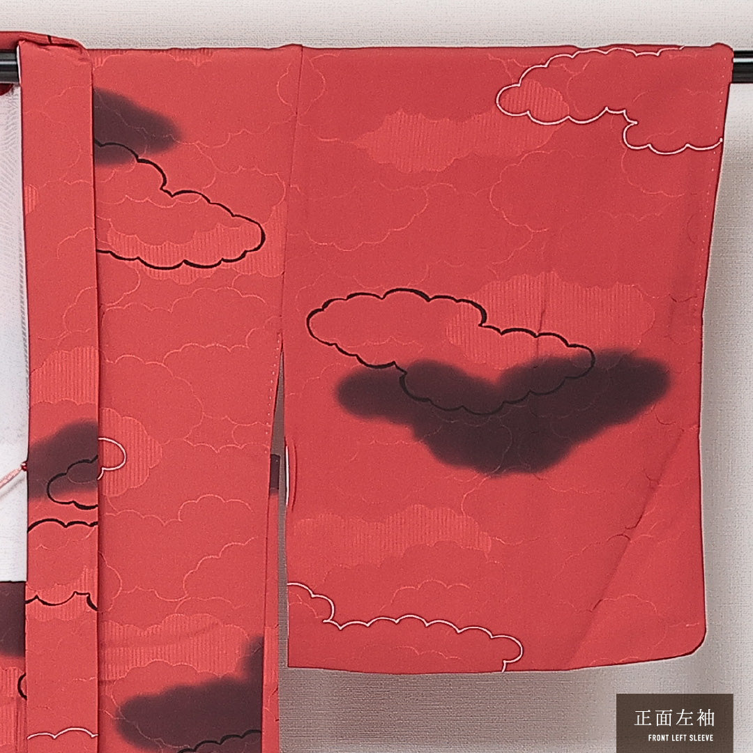 羽織 袷 身丈78cm 裄丈65cm 正絹 Sランク カジュアル Mサイズ 紐あり 雲取り ピンク系 RP 1232-13836