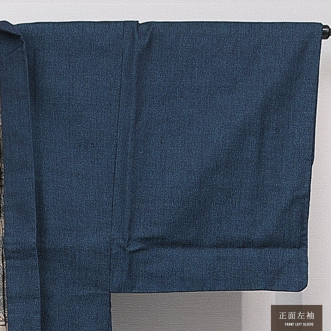 洗える着物 ウールの羽織 男性用 袷 身丈82cm 裄丈68cm ウール Cランク カジュアル Mサイズ 無地 紺系 LP 1235-15770
