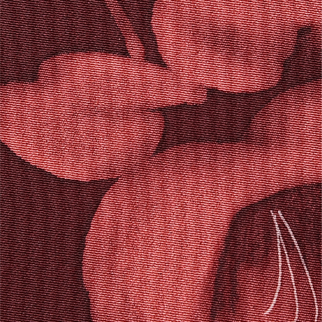 羽織 袷 身丈80cm 裄丈64cm 正絹 Aランク カジュアル Mサイズ 紐あり 花柄 赤系 M4 1232-12613