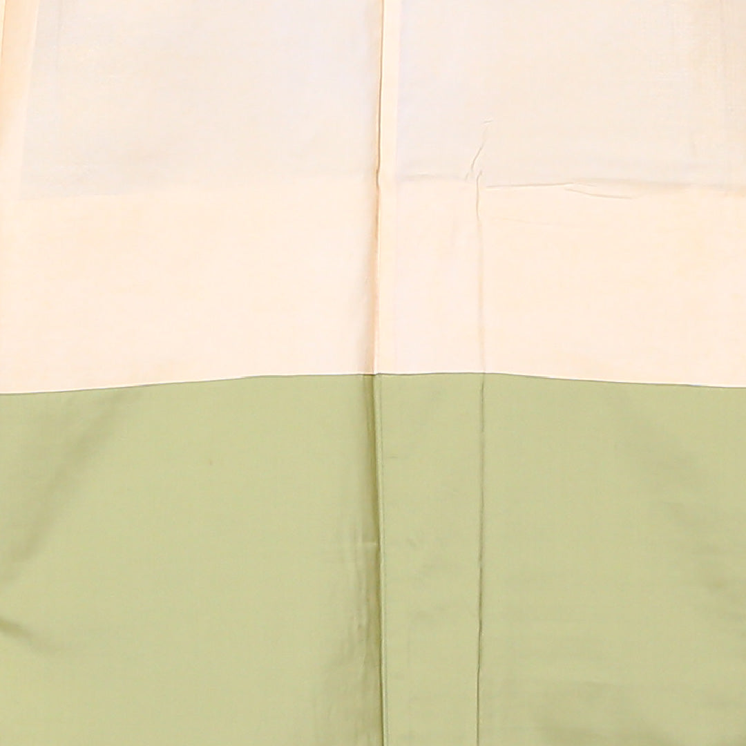 紬 袷 身丈154cm 裄丈65cm 正絹 Aランク Sサイズ 広衿 カジュアル 雲取り ベージュ系 1216-03275