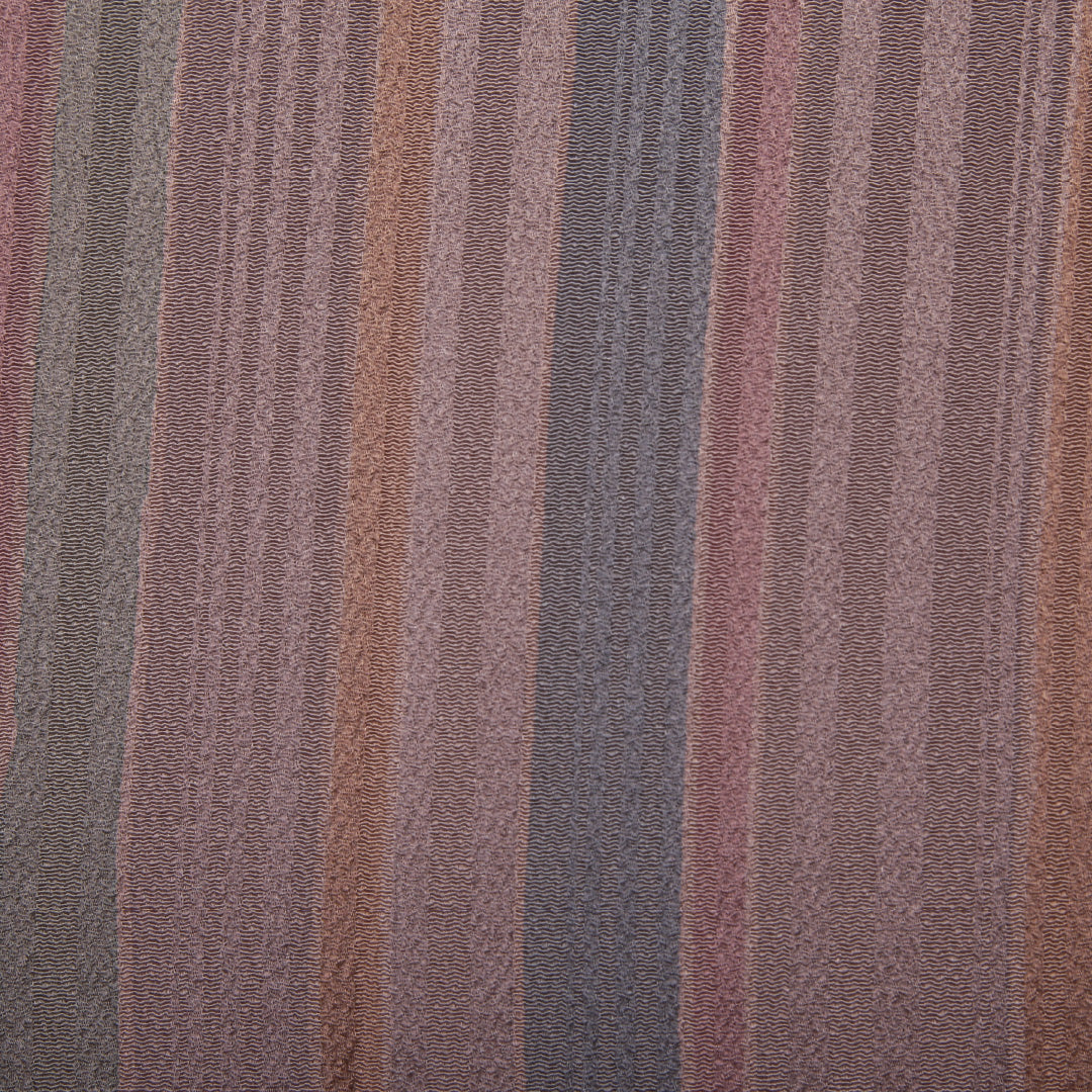 道行コート 袷 身丈91cm 裄丈65cm 正絹 Sランク Mサイズ フォーマル ガード加工 縞 ピンク系 ベージュ系 1263-05888