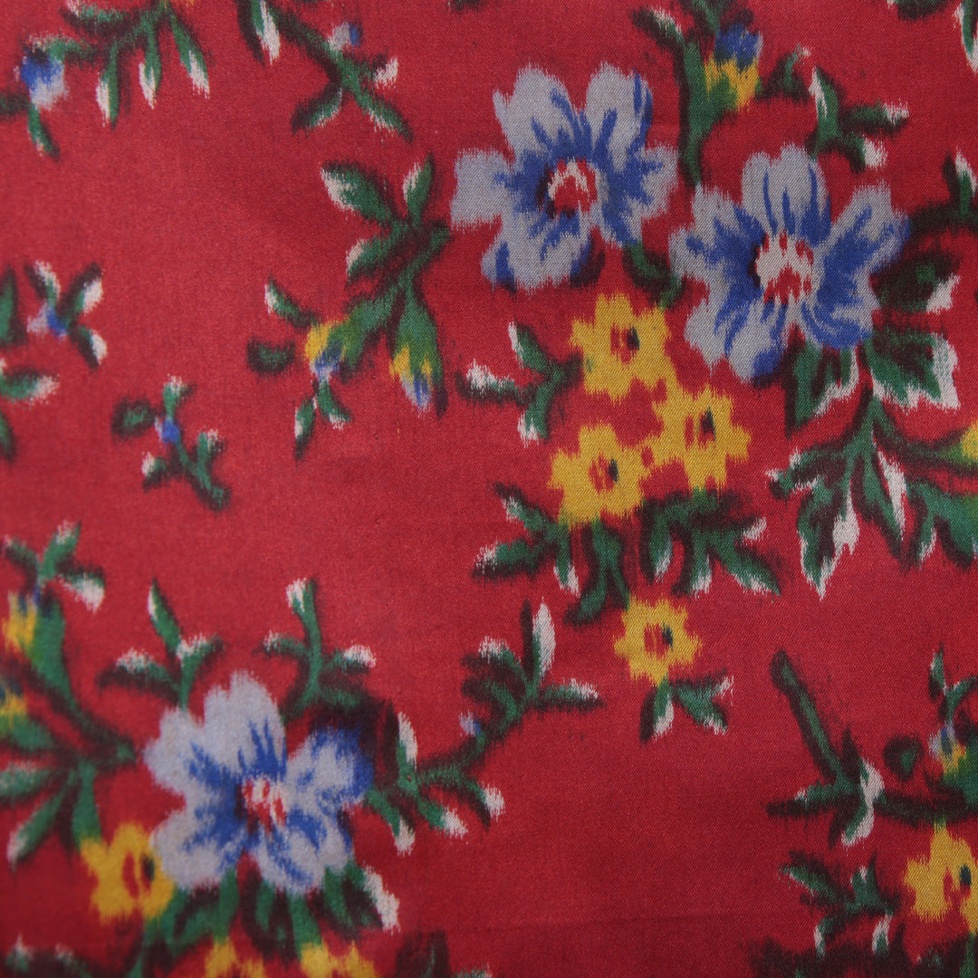 道行コート 洗える着物 袷 身丈128cm 裄丈65cm ポリエステル Cランク Mサイズ フォーマル 花柄 赤系 1263-05661