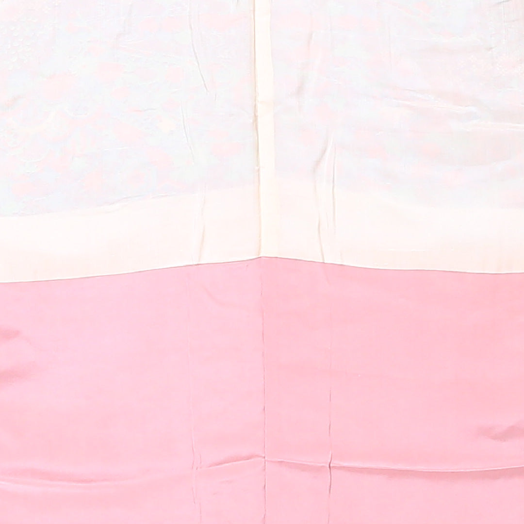 新古品 小紋 袷 身丈153cm 裄丈62cm 正絹 Nランク Sサイズ バチ衿 インフォーマル ちりめん 吉祥文様 桐 しつけ糸 茶系 1215-01890