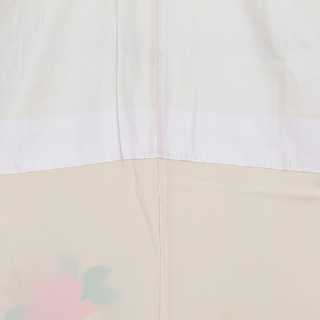 付下げ 袷 身丈160~164cm 裄65.5cm 正絹 牡丹 黄系 Aランク 1212-00538