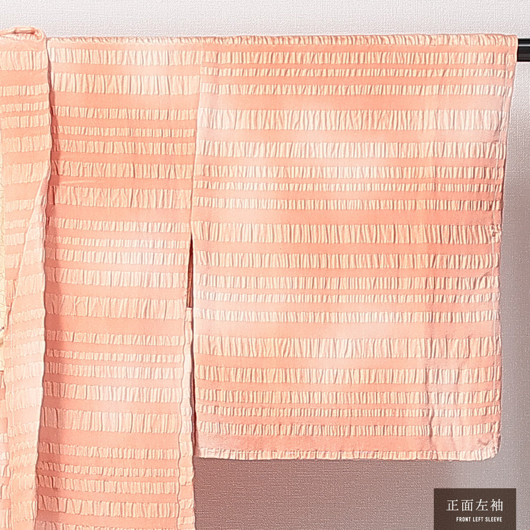 羽織 袷 身丈78cm 裄丈65cm 正絹 Sランク カジュアル Mサイズ ふくれ織 ぼかし染 紐あり 朱系 RP 1232-14675
