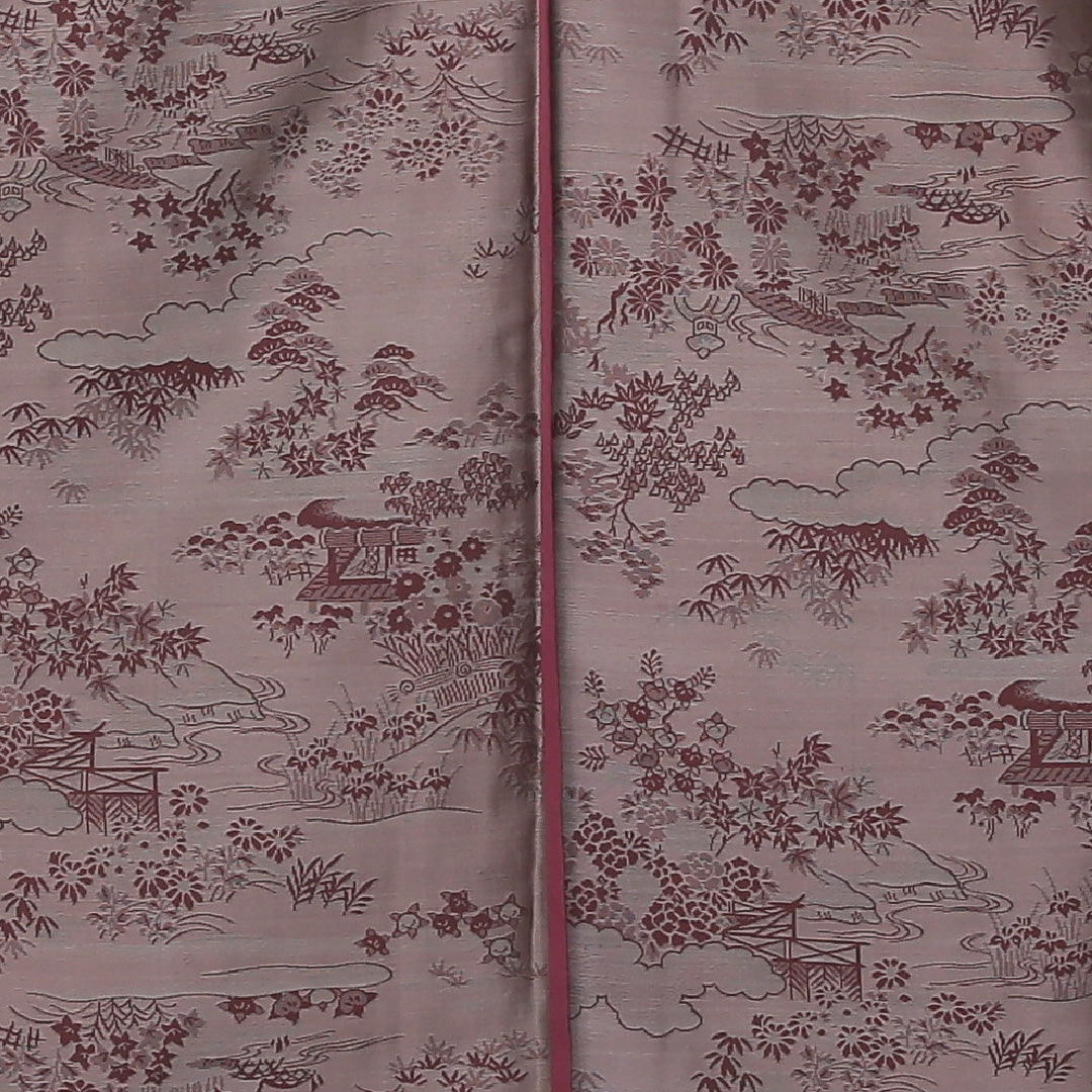 アンティーク お召 単衣 身丈141cm 裄丈63cm 正絹 Aランク バチ衿 XSサイズ 茶屋辻 茶系 RP 1222-03447