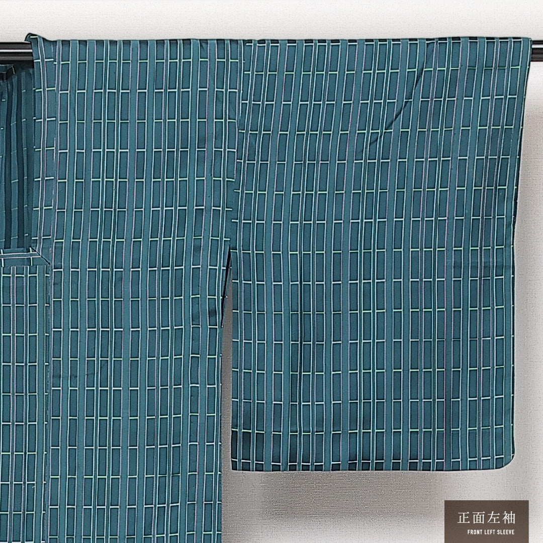 道行コート 単衣 身丈129cm 裄丈64cm 正絹 Sランク セミフォーマル Mサイズ 青系 RP 1237-13976