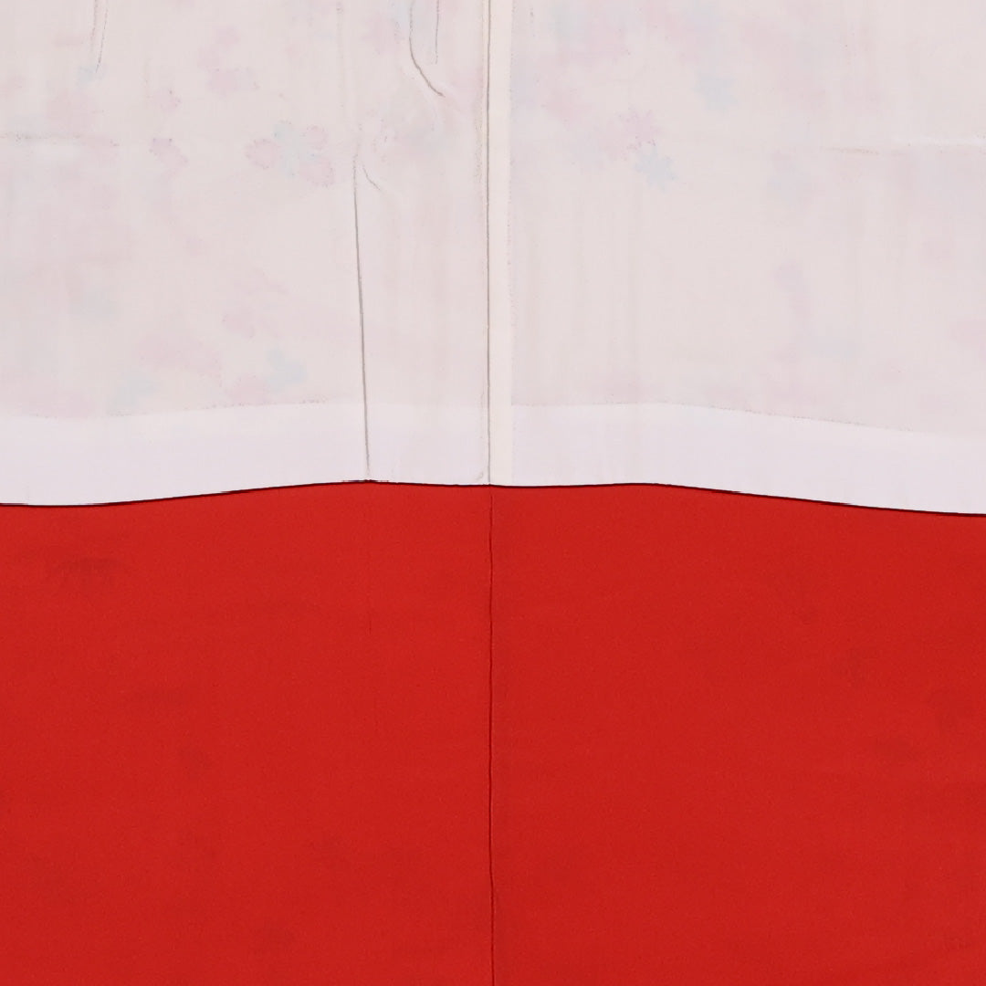 小紋 袷 身丈155.5cm 裄63.5cm 正絹 流水 梅 紅葉 菊 笹 クリーム系 Bランク 1215-02471