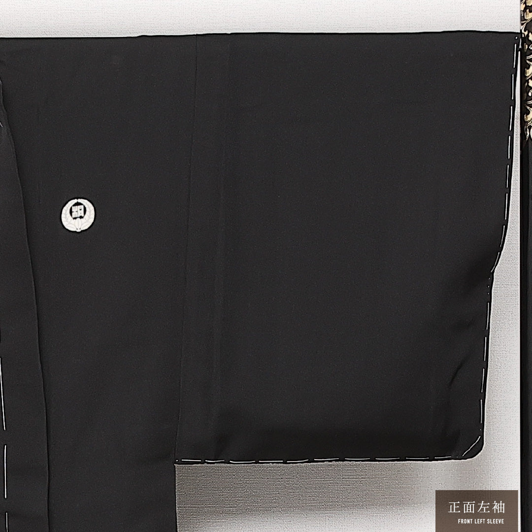 羽織 男性用 袷 身丈87cm 裄丈68cm 正絹 Sランク カジュアル Mサイズ 黒系 RP 1235-13709