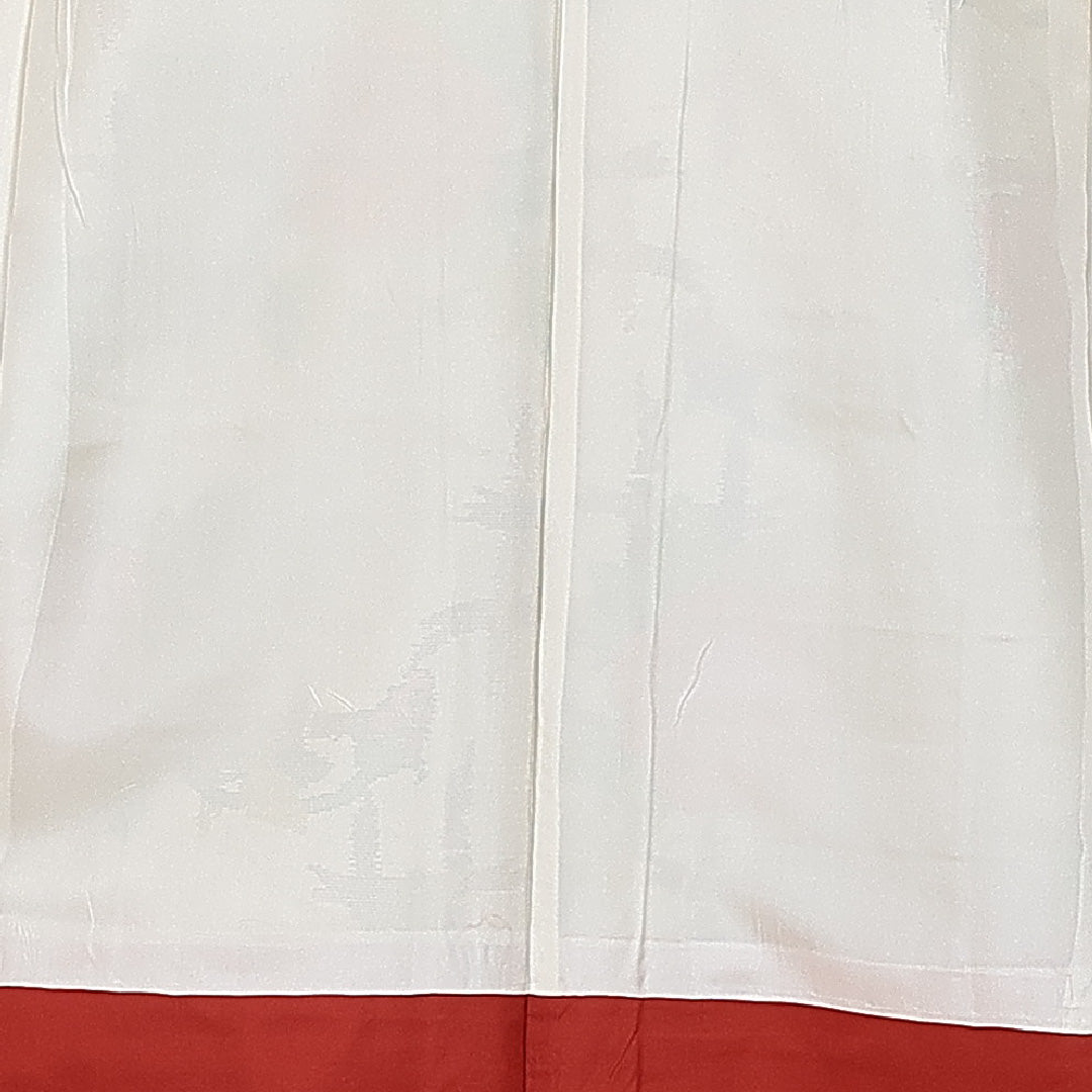 白大島紬 袷 身丈162cm 裄丈63cm 正絹 Bランク インフォーマル 広衿 Lサイズ 緯総絣 薔薇 白系 RP 1223-14458